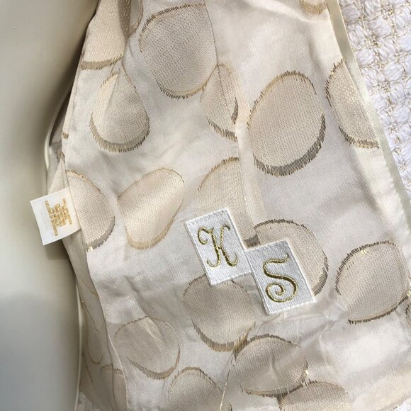 Kate Spade 6 Wool Silk Metallic Blazer Jacket Coat Top Cream White Button Gold - Picture 7 of 9